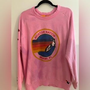 Aviator nation tye die pink logo crewneck
